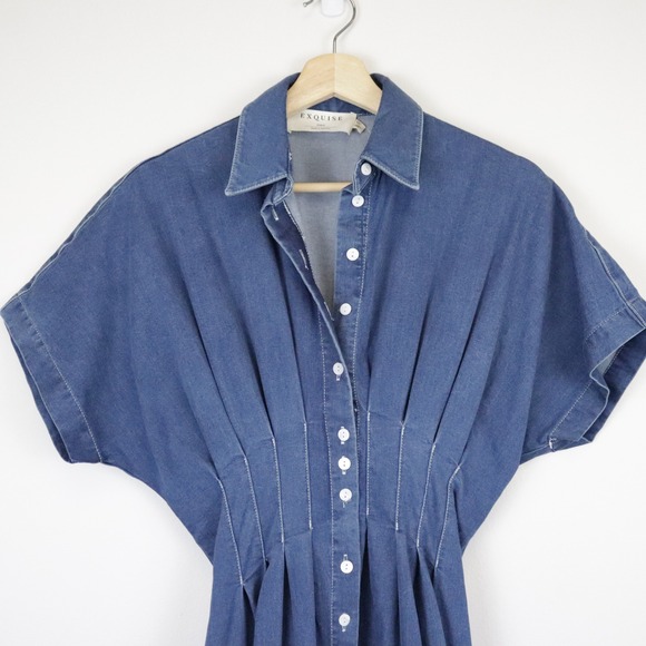NWT Anthropologie The Tobie Denim Shirt Dress by Exquise XXS Petite - Picture 5 of 10